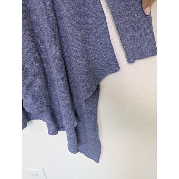We The Free People Waffle Knit Blue Cowl Neck Asymmetrical Tunic Top Women S - Picture 6 of 10